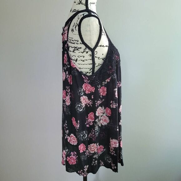 Torrid floral lace detail tank 2X whimsigoth grunge alternative summer - Picture 2 of 10